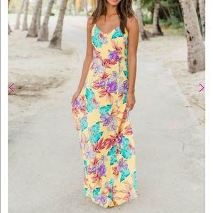 Pink Lily Yellow Floral Maxi Dress